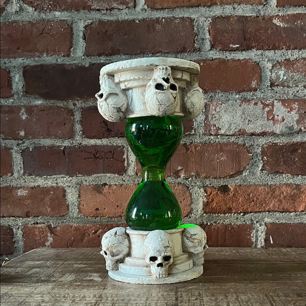 Martha Stewart Cream and Green Skull Hourglass